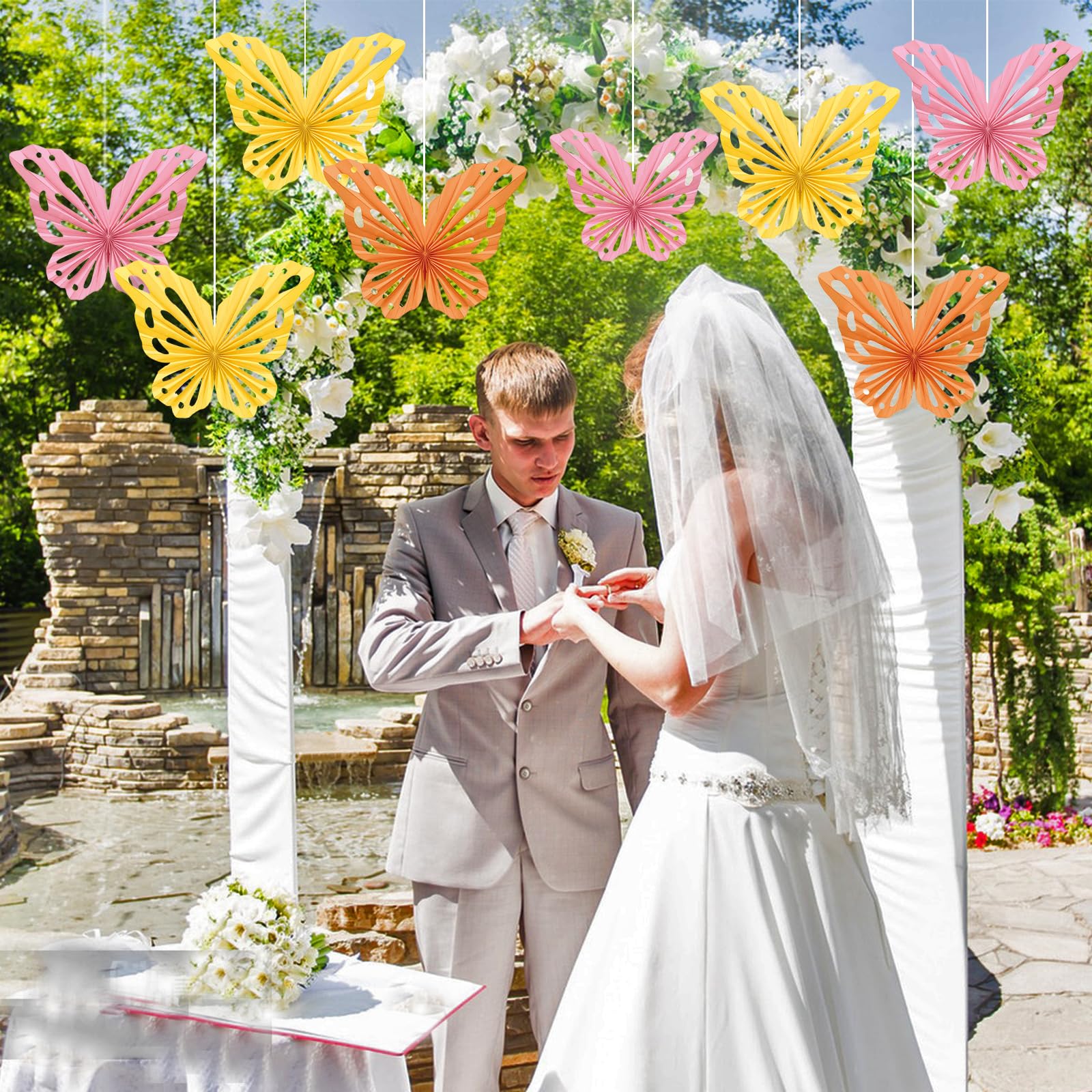 Sunbeauty Butterfly Decorations Paper Fans Classroom Decoration Paper Fans Decoration Hanging Paper Fans Butterfly Baby Shower D